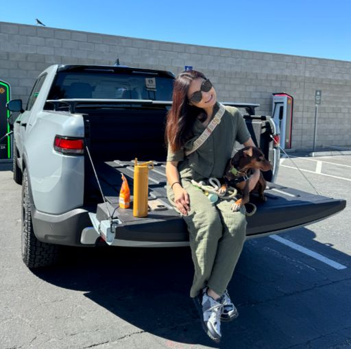 Carol Yu with her Rivian